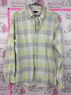 Gap shirt slim fit Lightweight Button-Down Plaid Shirt - Light Green & Gray